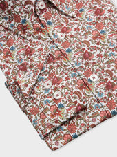 Chemise Slim En Popeline De Coton Motif Fleuri Bordeaux