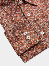 Chemise Slim En Popeline De Coton Rouge Motif Cachemire