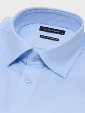 Chemise Non Iron Slim En Coton Stretch Fa Onn Bleu