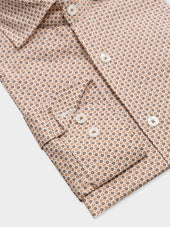 Chemise Slim En Popeline De Coton Motif Marron