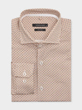 Chemise slim en popeline de coton à motif marron