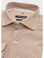 Chemise Slim En Popeline De Coton Motif Marron
