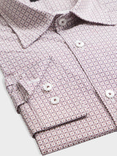 Chemise Slim En Popeline De Coton Motif Bordeaux
