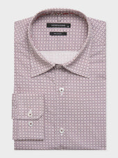 Chemise slim en popeline de coton à motif bordeaux