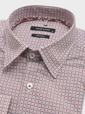 Chemise Slim En Popeline De Coton Motif Bordeaux