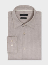 Chemise Slim En Coton Chevron Beige
