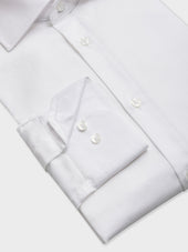 Chemise Slim En Satin De Coton Blanc