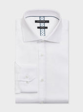 Chemise slim en satin de coton blanc