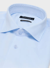 Chemise Non Iron Et Anti T Che Slim En Coton Oxford Bleu P Le