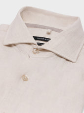 Chemise Slim En Coton Chevron Beige