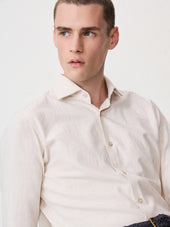 Chemise slim en coton chevron beige