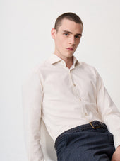 Chemise Slim En Coton Chevron Beige