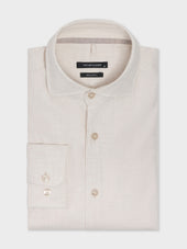 Chemise Slim En Coton Chevron Beige