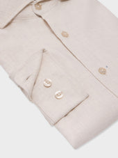 Chemise Slim En Coton Chevron Beige