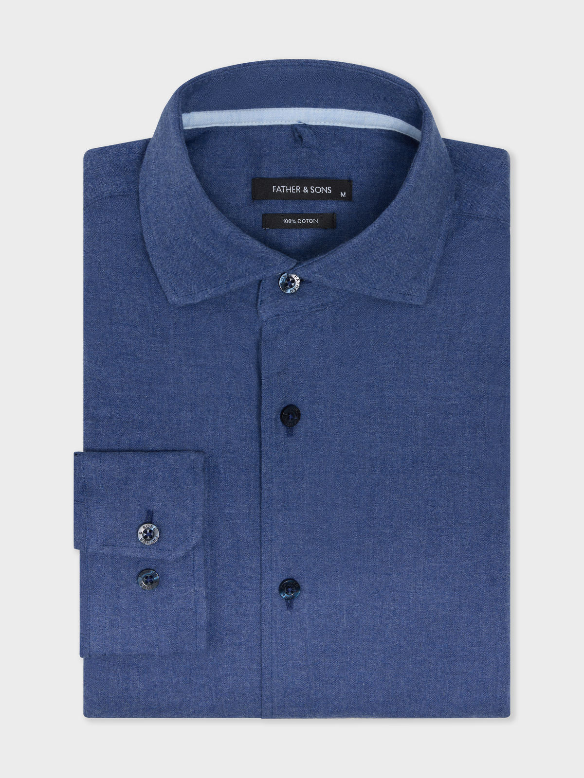 Chemise Slim En Coton Chevron Bleu Indigo