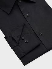 Chemise Slim En Satin De Coton Stretch Noir