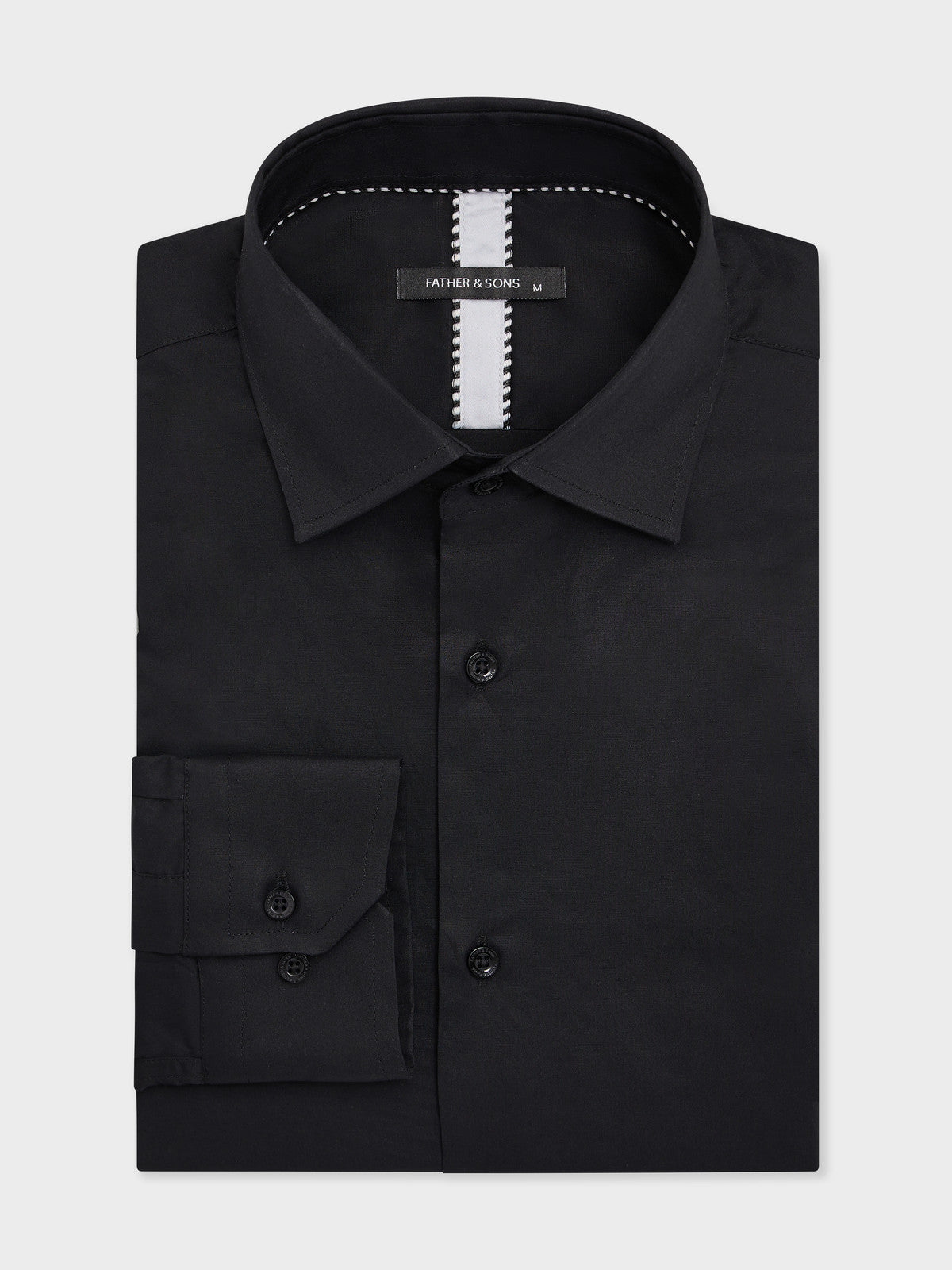 Chemise Slim En Satin De Coton Stretch Noir