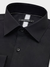Chemise Slim En Satin De Coton Stretch Noir