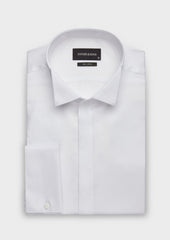 Chemise habillée Slim en popeline de coton blanc à col cassé