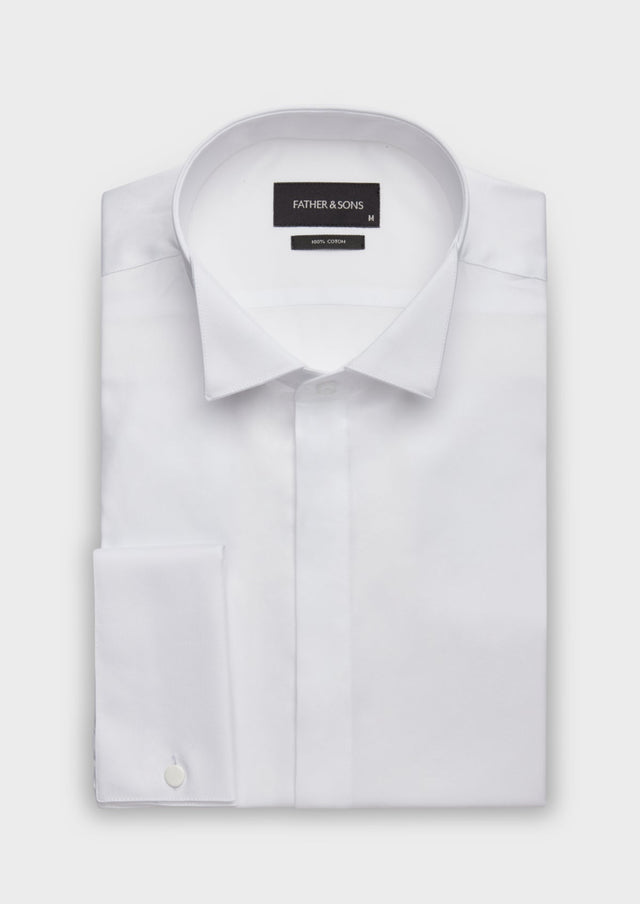 Chemise habillée Slim en popeline de coton blanc à col cassé