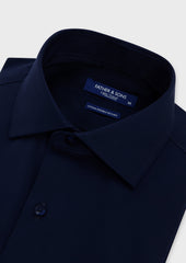 Chemise Habill E Non Iron Slim En Twill De Coton Uni Bleu Marine