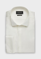 Chemise habillée Slim en popeline de coton écru à col cassé