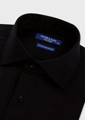 Chemise Habill E Non Iron Slim En Twill De Coton Uni Noir