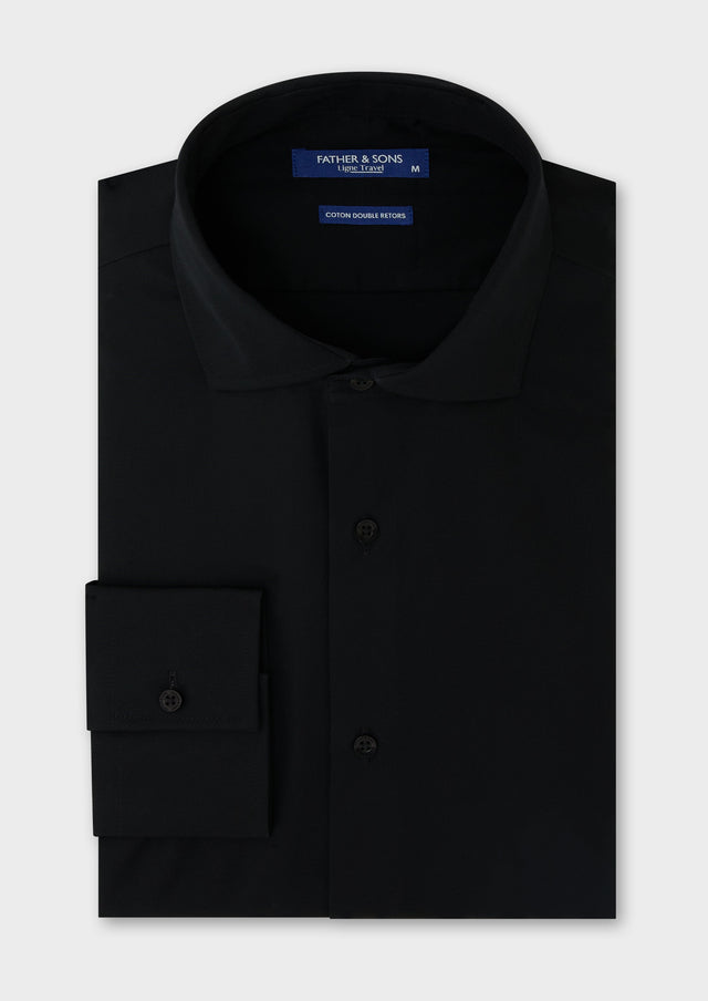 Chemise habillée non-iron Slim en twill de coton uni noir