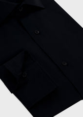 Chemise Habill E Non Iron Slim En Twill De Coton Uni Noir