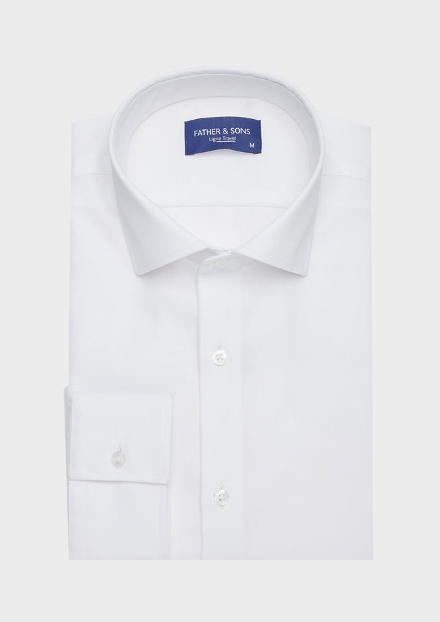 Chemise habillée non-iron Slim en twill de coton uni blanc