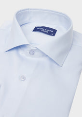 Chemise Habill E Non Iron Slim En Twill De Coton Uni Bleu Ciel