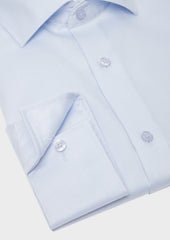 Chemise Habill E Non Iron Slim En Twill De Coton Uni Bleu Ciel