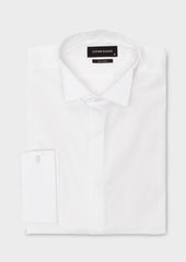Chemise habillée Regular en satin uni blanc col cassé
