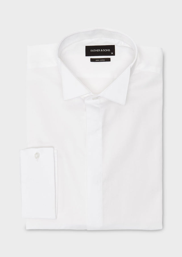 Chemise habillée Regular en satin uni blanc col cassé