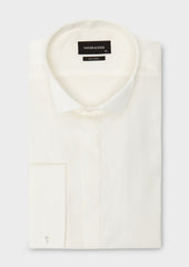 Chemise habillée Regular en satin uni écru col cassé