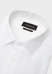Chemise Habill E Slim En Satin Blanc Poignets Mousquetaires