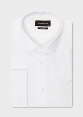 Chemise habillée Slim en satin blanc à poignets mousquetaires