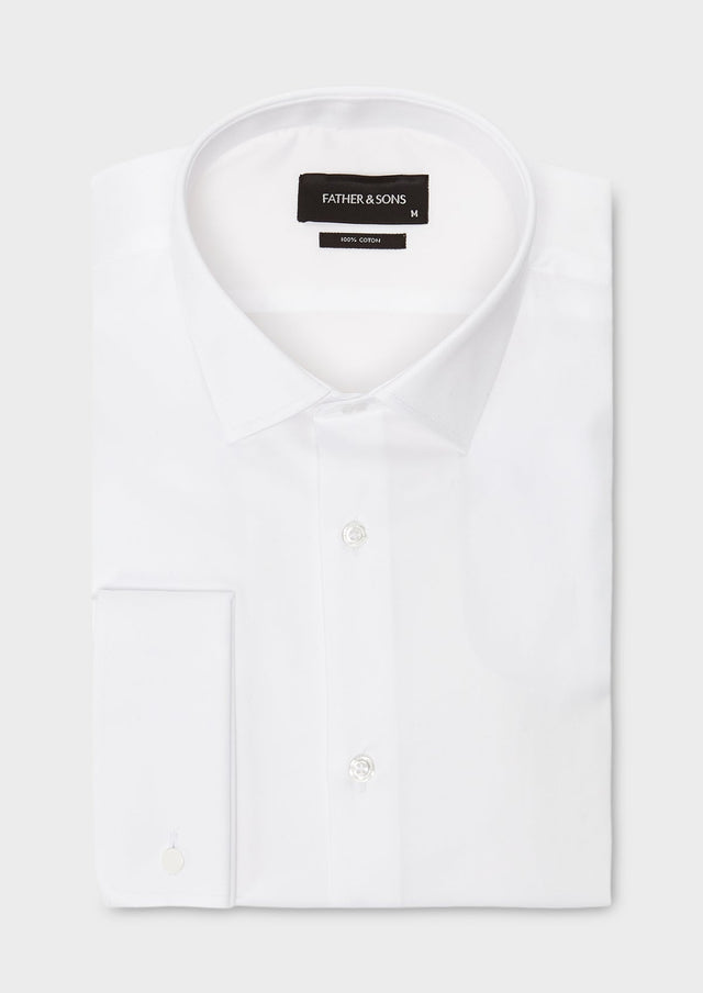 Chemise habillée Slim en satin blanc à poignets mousquetaires