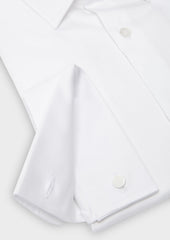 Chemise Habill E Slim En Satin Blanc Poignets Mousquetaires