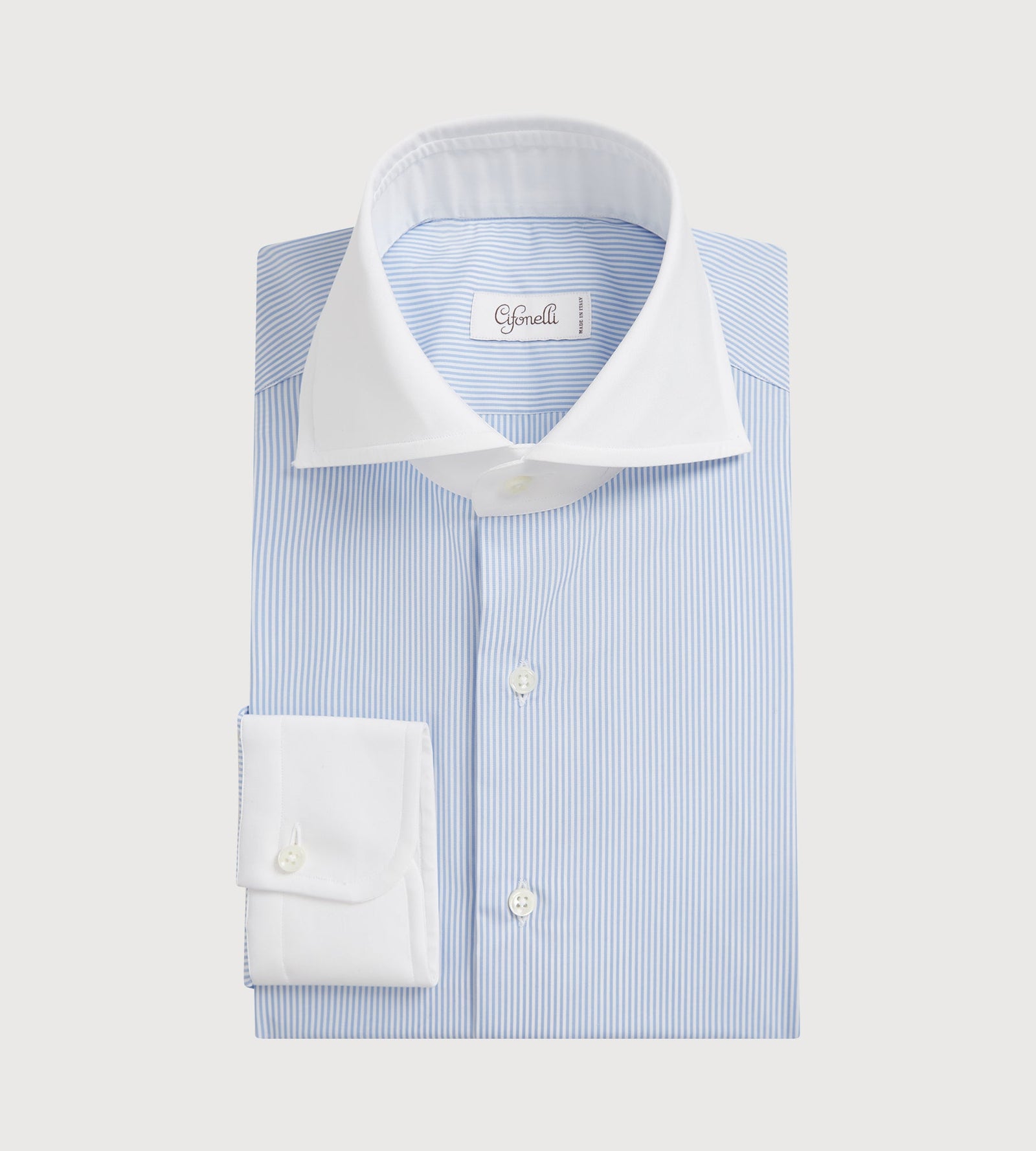 Chemise Ray E Bleu Ciel Avec Col Et Poignet Blancs