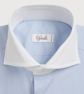 Chemise Ray E Bleu Ciel Avec Col Et Poignet Blancs