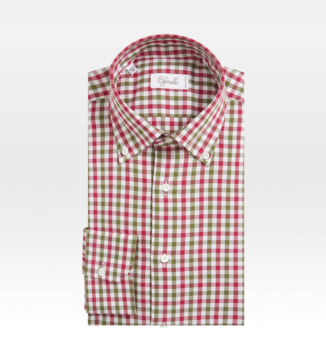 Chemise rouge, verte et blanche en coton à carreaux