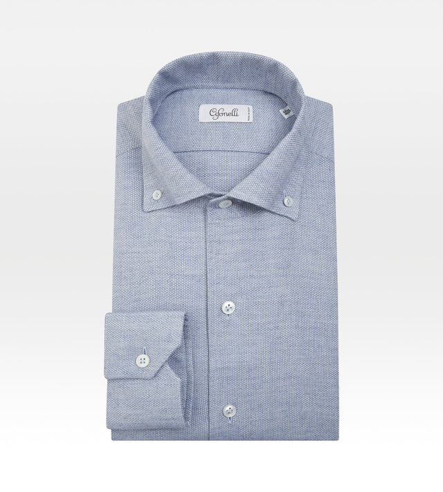 Chemise bleue en coton & laine