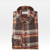 Chemise épaisse orange à carreaux