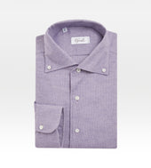 Chemise violette à surpiqûres blanches en coton