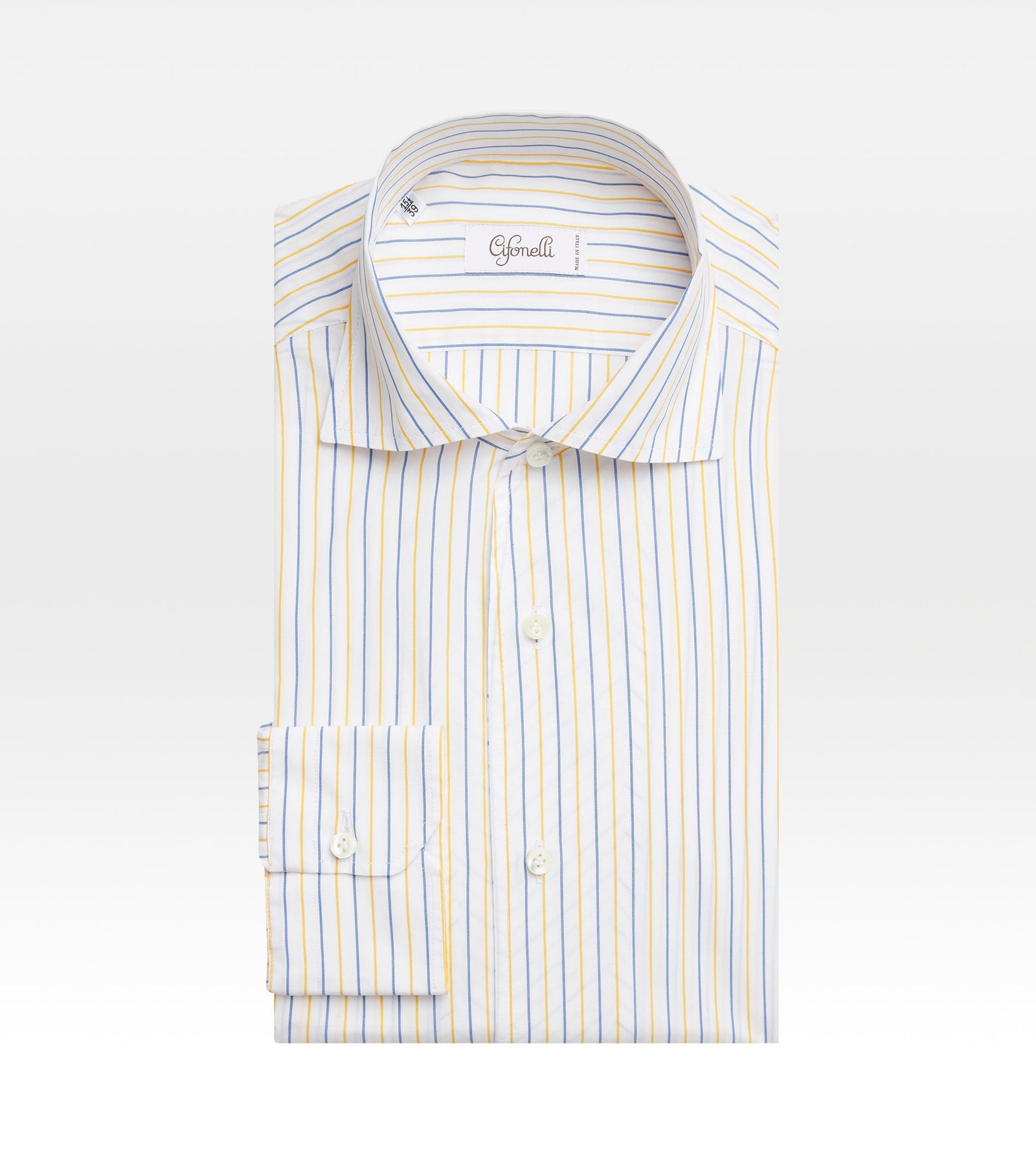 Chemise Fines Rayures Bleues Et Jaunes