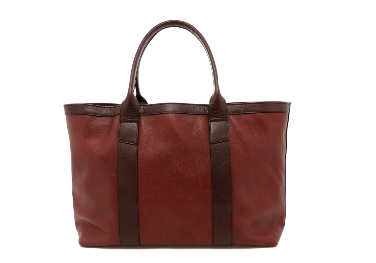 Large Working Tote - Chestnut / Chocolate Trim - Tumbled Leather