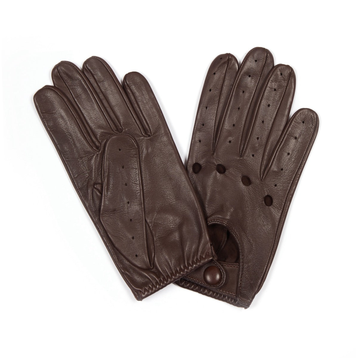 Leather Unlined Driving Gloves In Chestnut