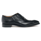 Chichester Slip On Gusset Oxford Brogue in Black Calf Leather