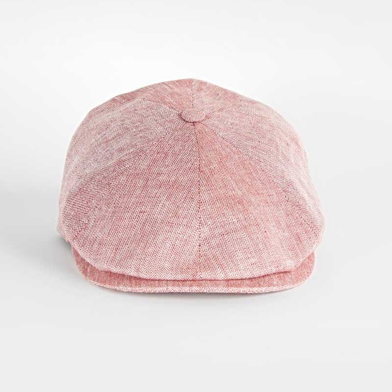 Chili Red Herringbone Linen Toni Cap